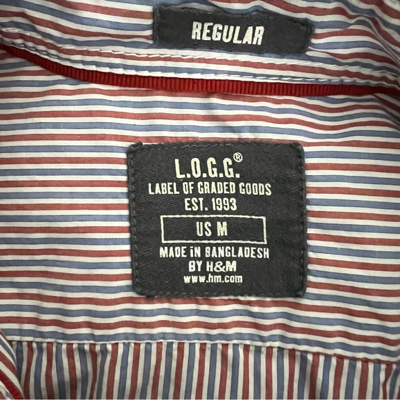 H&M L.O.O.G. Long Sleeve Button Down Stripped Shirt Men's Size Medium - Picture 6 of 8